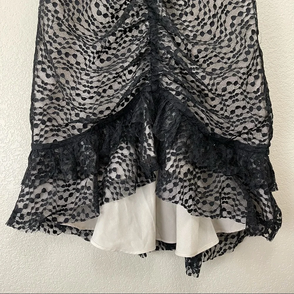 Elliatt Venice Lace Ruffle Ruched Mini Dress Small Cocktail Vneck Frill … - Picture 7 of 12